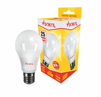 Світлодіодна LED лампа SOKOL 12W 3000K E27 A65 220V